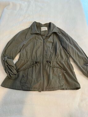 Ashley By 26 International Olive Green Utility Drawstring Jacket